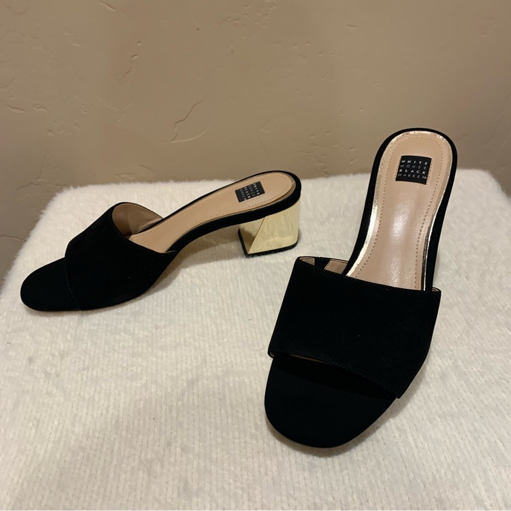 WHBM "Maggie" Nubuck Slides, Color: Black, Size: 8.5